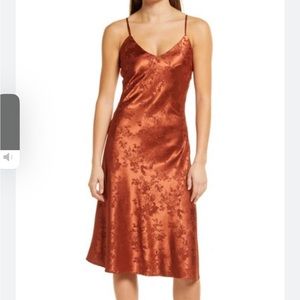 Lulu’s Calla Love Floral Jacquard Satin Slipdress